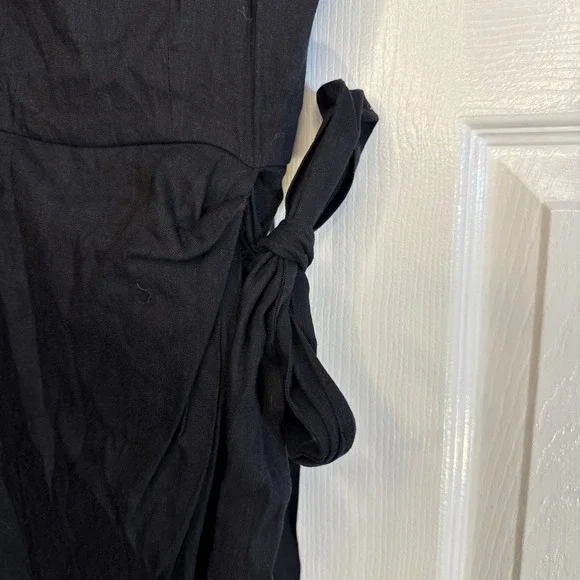 Gianni‎ Bini Women's 4 Dress Wrap Linen Blend Belt Spaghetti Straps Black EUC - Picture 3 of 8